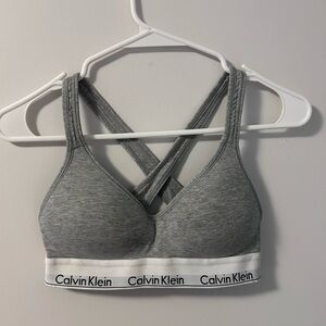 Calvin Klein Gray Sports Bra with Racerback Design